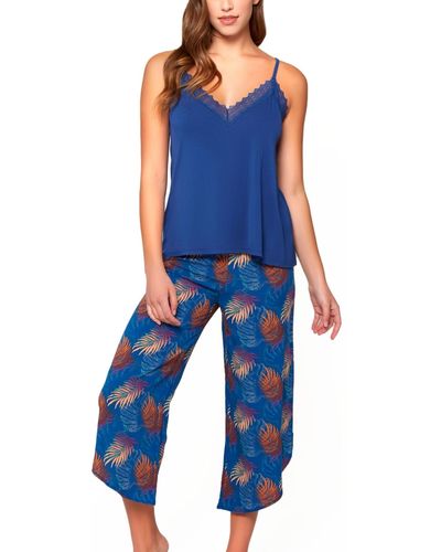 iCollection 2pc. Capri And Tank Pajama Set Trimmed - Blue