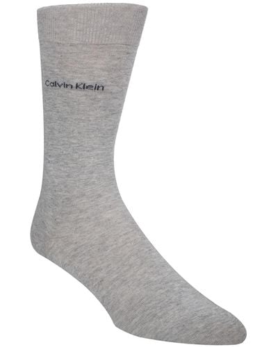Calvin Klein Mens Giza Cotton Flat Knit Crew Socks - Gray