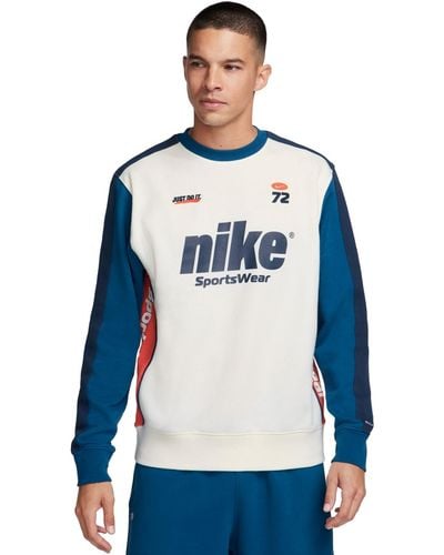 Nike Sportswear Club Fleece Standard-fit Colorblocked Logo Sweatshirt - Blue
