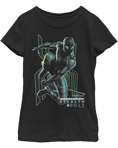 Marvel Girl's Spider-man: Far From Home Stealth Hero Child T-shirt - Black