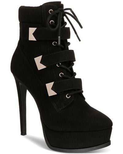 Thalia Sodi Sasha Lace-up Platform Dress Booties - Black