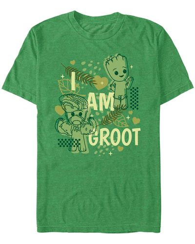 Fifth Sun Marvel Film I Am Groot Cutesy Groot Short Sleeve T-shirt - Green