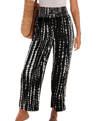 CUPSHE And-white Abstract Smocked Waist Pants - Black