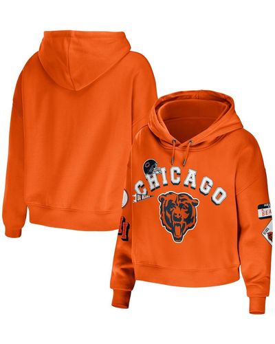 WEAR by Erin Andrews Chicago Bears Plus Size Modest Cropped Pullover Hoodie - Orange