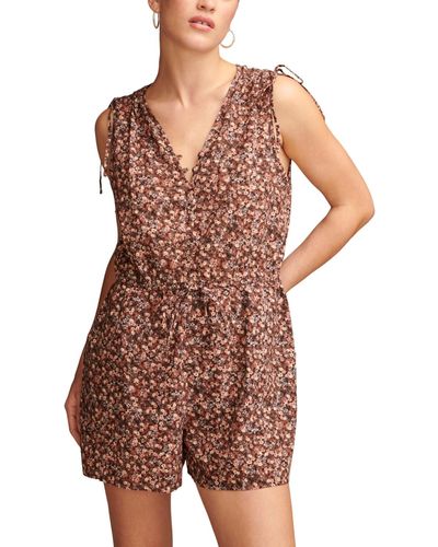 Lucky Brand Cotton Floral-print Cinched Romper - Brown