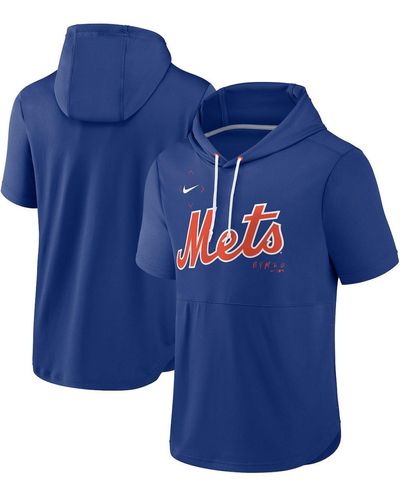 Nike New York Mets Springer Short Sleeve Team Pullover Hoodie - Blue