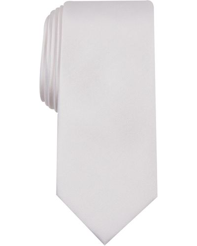 Alfani Solid Texture Slim Tie - White