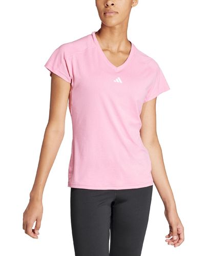 adidas Training Moisture-wicking Logo V-neck T-shirt - Pink