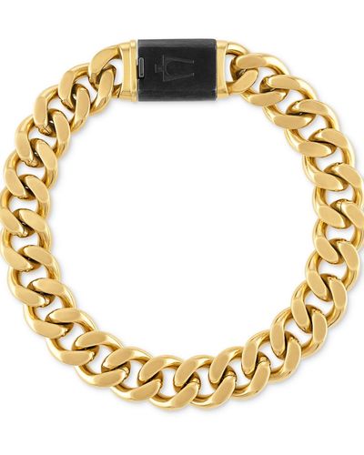 Bulova Classic Curb Chain Bracelet In Gold-plated Stainless Steel - Metallic
