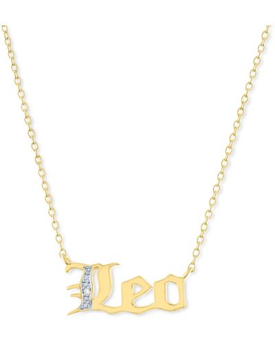 Macy's Diamond Accent Zodiac Name 18" Pendant Necklace - Metallic