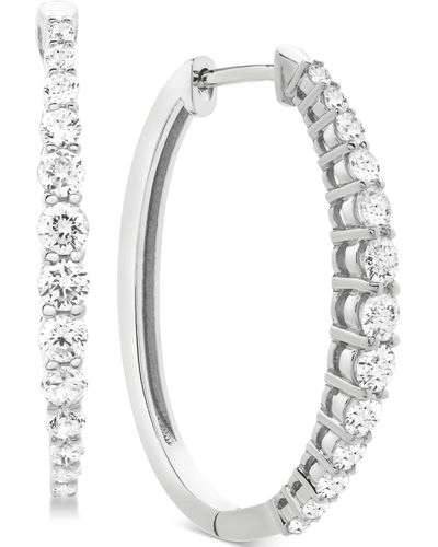 Macy's Diamond Hoop Earrings (1 Ct. T.w. - White
