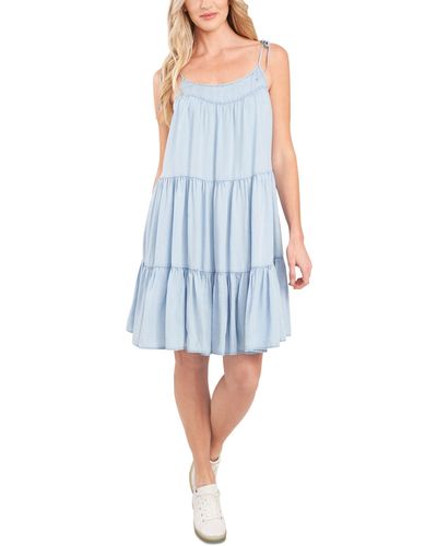 Cece Sleeveless Tiered Tie-strap Dress - Blue