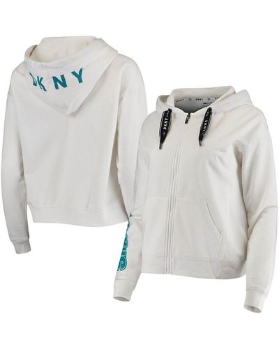 Chicago Bears DKNY Sport Women's Zoey Crop Full-Zip Hoodie - Navy