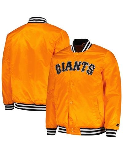 Starter San Francisco Giants Cross Bronx Fashion Satin Full-snap Varsity Jacket - Orange
