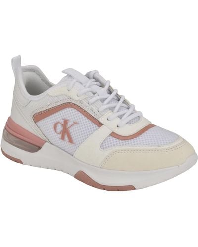 Calvin Klein Jazmeen Lace-up Round Toe Casual Sneakers - White