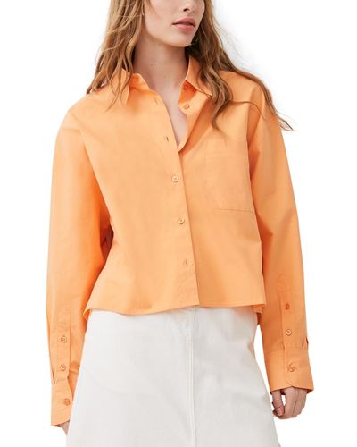 French Connection Alissa Cotton Cropped Shirt - Orange