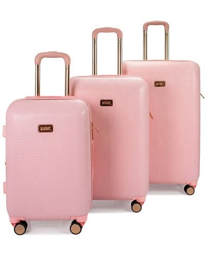 Badgley Mischka Snakeskin Expandable luggage Set - Pink