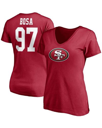 Fanatics Nick Bosa San Francisco 49ers Player Icon Name And Number V-neck T-shirt - Red