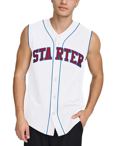 Starter Regular-fit Logo Embroidered Sleeveless Button-down Baseball Jersey - White