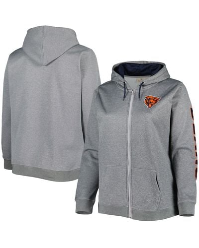 Profile Chicago Bears Plus Size Fleece Full-zip Hoodie Jacket - Gray