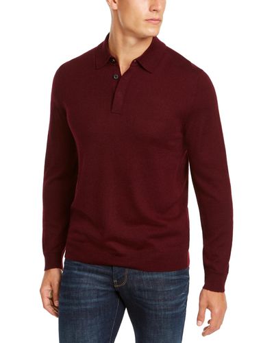 Club Room Merino Wool Blend Polo Sweater - Red