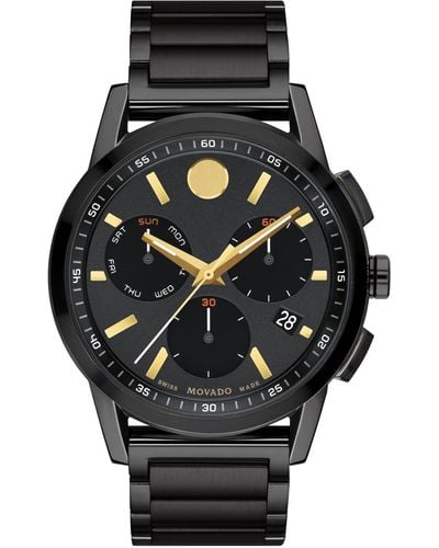 Movado Museum Sport Swiss Quartz Chronograph Pvd Watch 43mm - Black