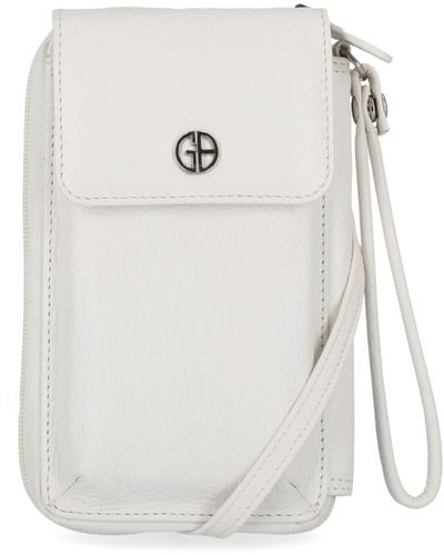 Giani Bernini Softy Leather Tech Crossbody Wallet - White