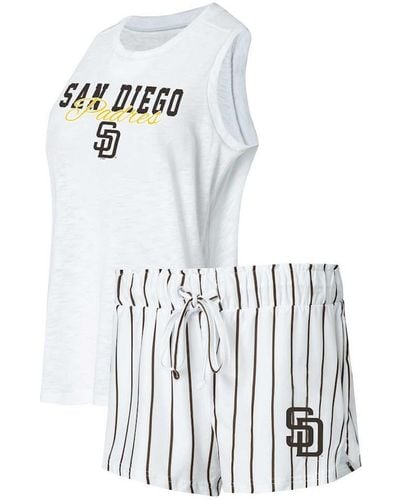 Concepts Sport San Diego Padres Reel Pinstripe Tank Top And Shorts Sleep Set - White
