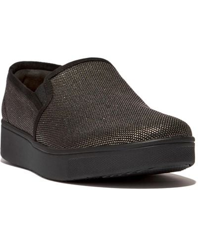 Fitflop Rally Glitz-canvas Slip-on Skate Sneakers - Black