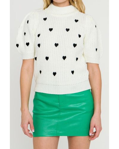 English Factory Heart Shape Embroidery Sweater - Green