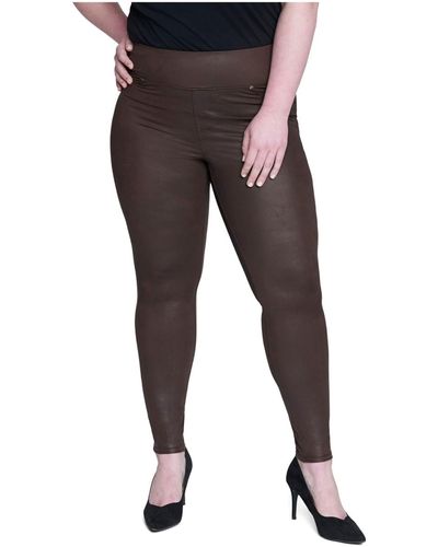 Seven7 Jeans Plus Size Tummy Toner Pull-on Coated Ponte Pants - Multicolor