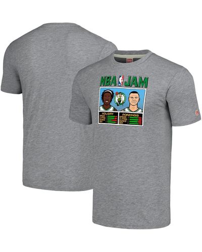 Homage And Jrue Holiday And Kristaps Porzingis Boston Celtics Nba Jam Tri-blend T-shirt - Gray
