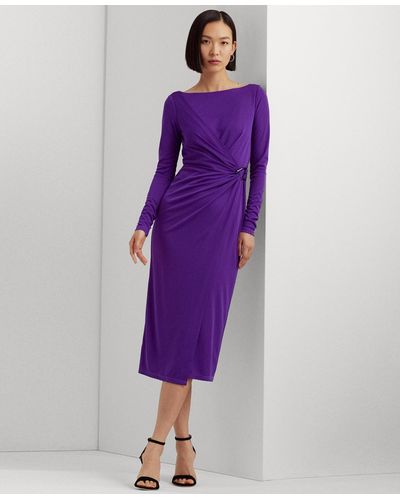 Lauren by Ralph Lauren Gathered Sheath Dress - Purple