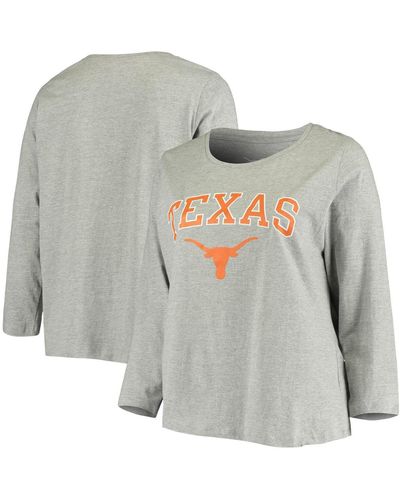 Profile Heathered Gray Texas Longhorns Plus Size Logo Long Sleeve T-shirt