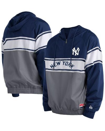 KTZ New York Yankees Ripstop Raglan Quarter-zip Hoodie Jacket - Blue
