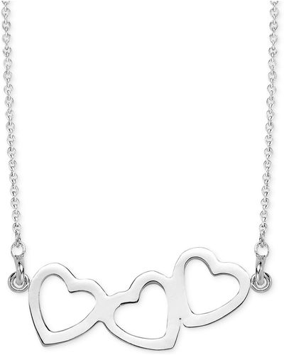 Sarah Chloe Triple Heart Pendant Necklace - Metallic