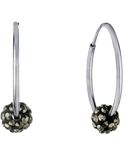 Giani Bernini Crystal Ball Small Hoop Earrings - Gray