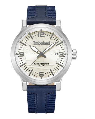 Timberland Quartz Westerly Leather Nylon Strap Watch - Blue