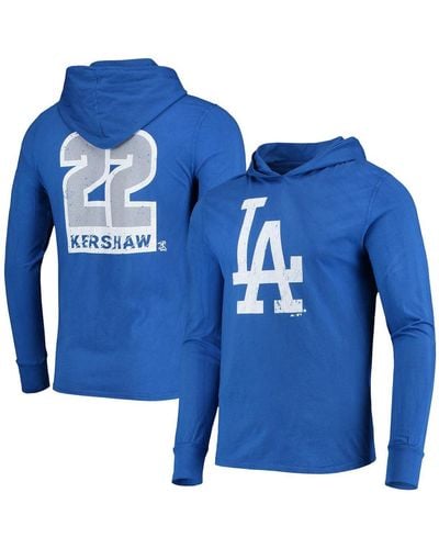 Majestic Threads Men's Majestic Threads Clayton Kershaw Royal Los Angeles  Dodgers Softhand Player Long Sleeve Hoodie T-Shirt