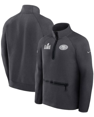Nike San Francisco 49ers Super Bowl Lviii Opening Night Tech Fleece Half-zip Pullover Top - Gray