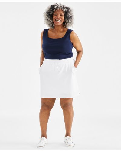 Style & Co. Plus Size Solid Pull-on Skort - Blue