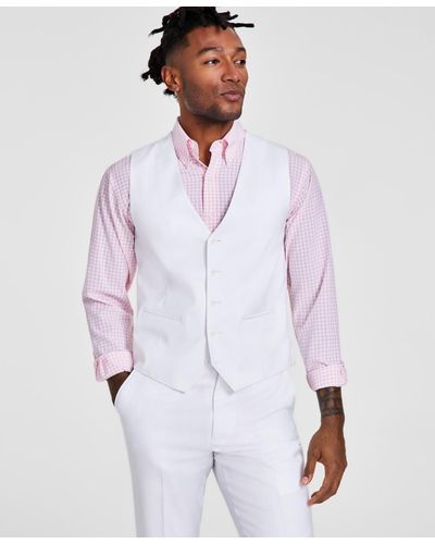 Tayion Collection Classic-fit Solid Suit Vest - White