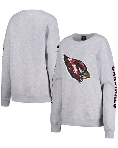 Cuce Arizona Cardinals Sequined Logo Pullover Sweatshirt - Gray