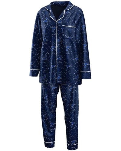 WEAR by Erin Andrews St. Louis Blues Long Sleeve Button-up Shirt And Pants Sleep Set