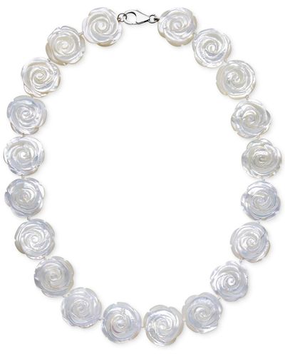 Macy's Mother Of Pearl Flower Collar Necklace In Sterling Silver (20mm) - White