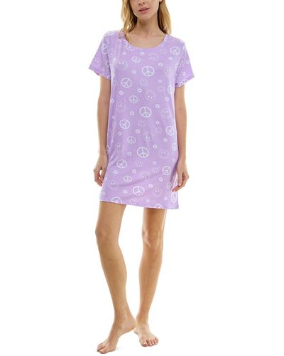 Roudelain Printed Short-sleeve Sleepshirt - Purple