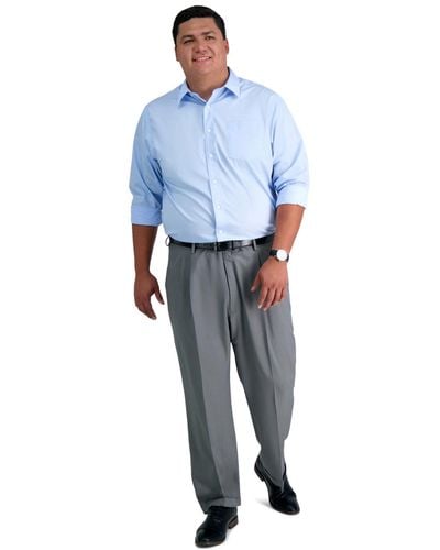 Haggar Big & Tall Premium Comfort Stretch Classic-fit Solid Pleated Dress Pants - Gray