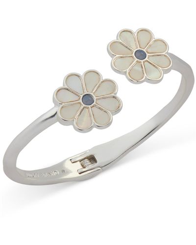 Lucky Brand Tone Color Stone & Mother-of-pearl Daisy Cuff Bracelet - White