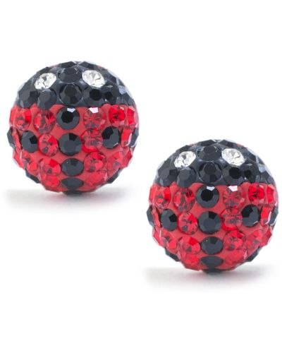 Giani Bernini Black And Red Pave Crystal Lady Bug Stud Earrings Set