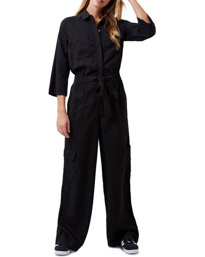French Connection Elkie Button-down Cargo Jumpsuit - Black